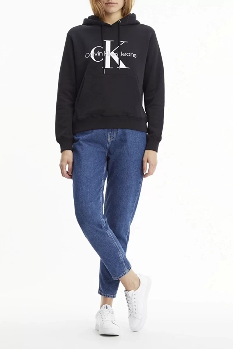 Calvin Klein Kapüşonlu Rahat Siyah Kadın Sweatshirt