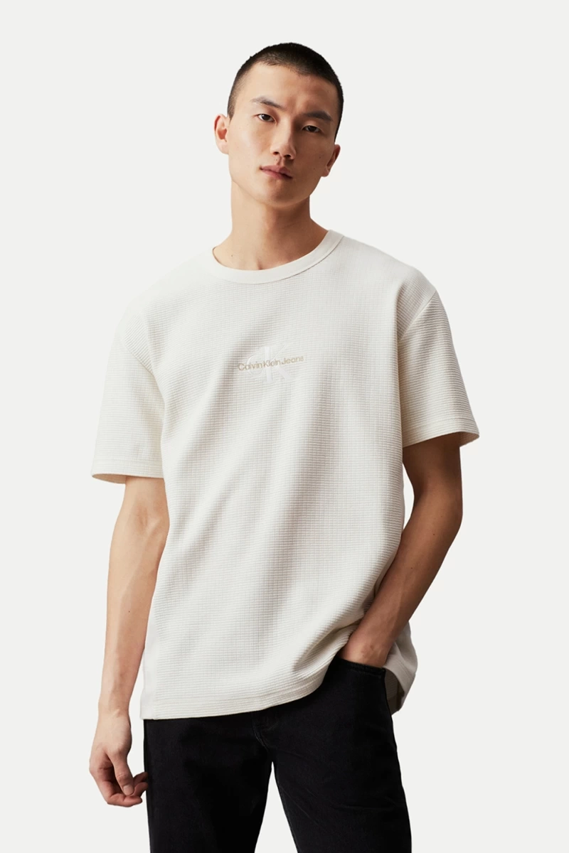 Calvin Klein Erkek Grid SS Ekru T-Shirt