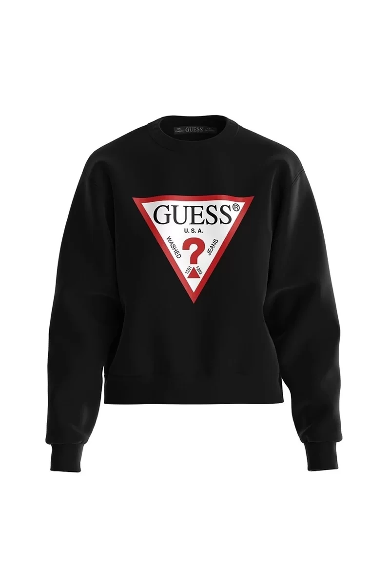 Guess Bisiklet Yaka Siyah Kadın Sweatshırt