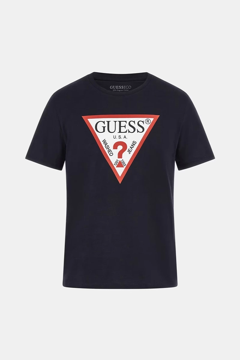 Guess Erkek Cn Ss Lacivert Original Logo T-Shirt