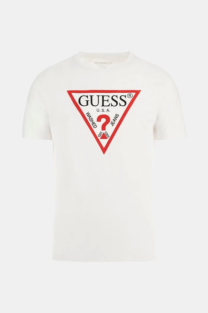 Guess Erkek Beyaz Logolu  T-Shirt