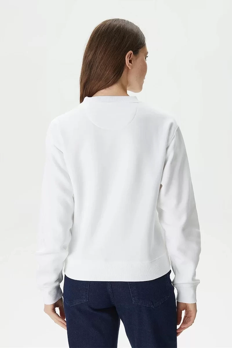 Guess Kadın CN Stones Logo Beyaz Sweatshirt