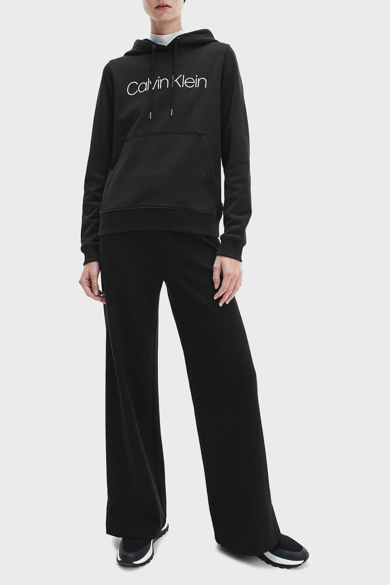 Calvin Klein Kadın Logolu Hoodie Siyah Sweatshirt
