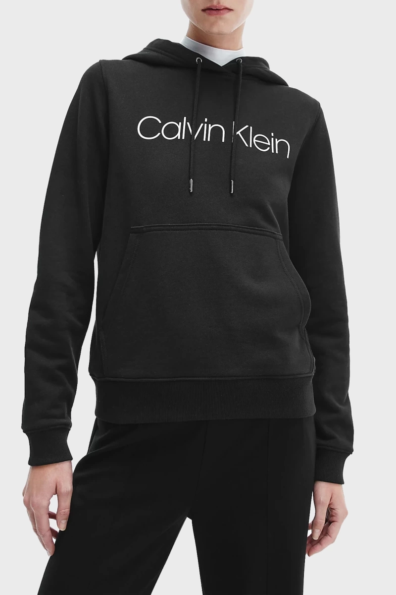 Calvin Klein Kadın Logolu Hoodie Siyah Sweatshirt