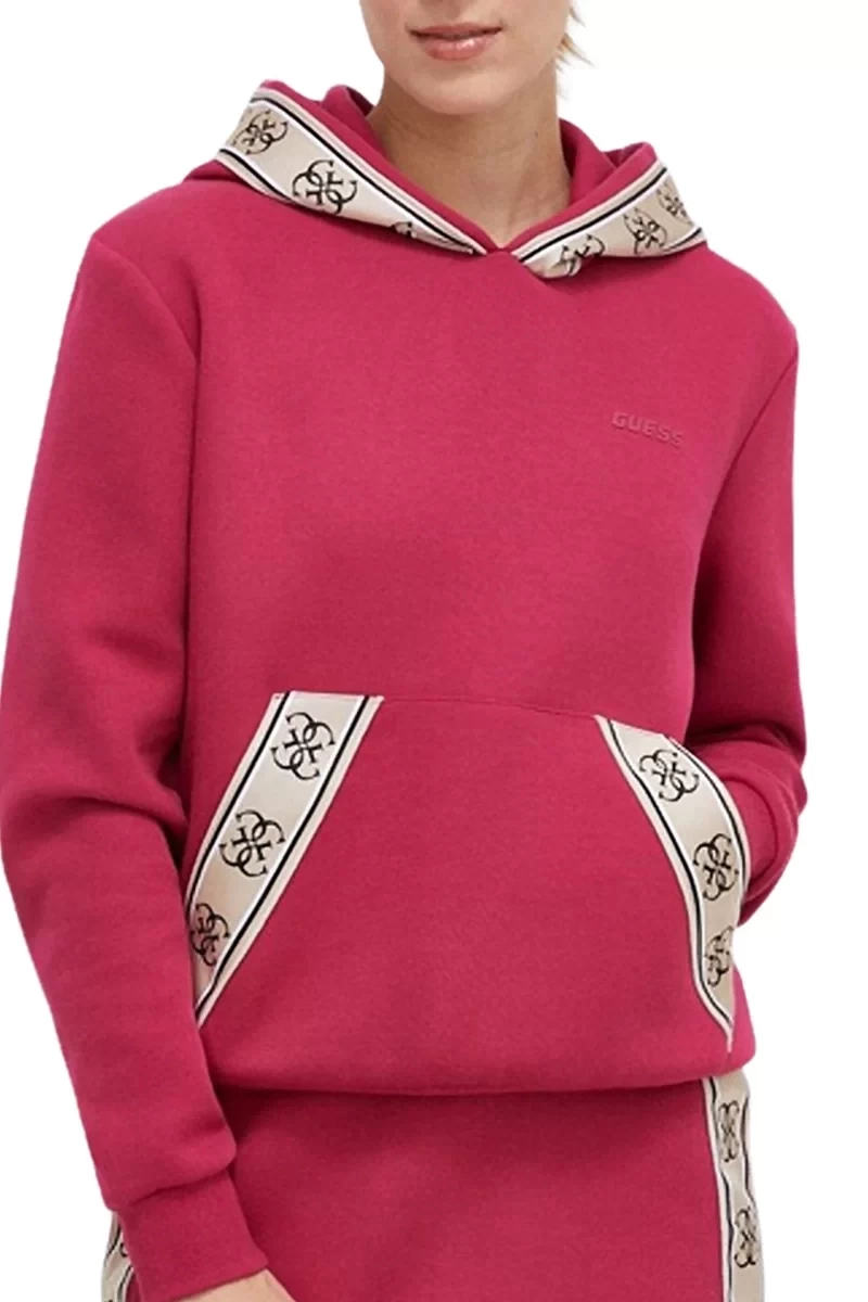 Guess Cymone Kapüşonlu Sweatshirt Pembe