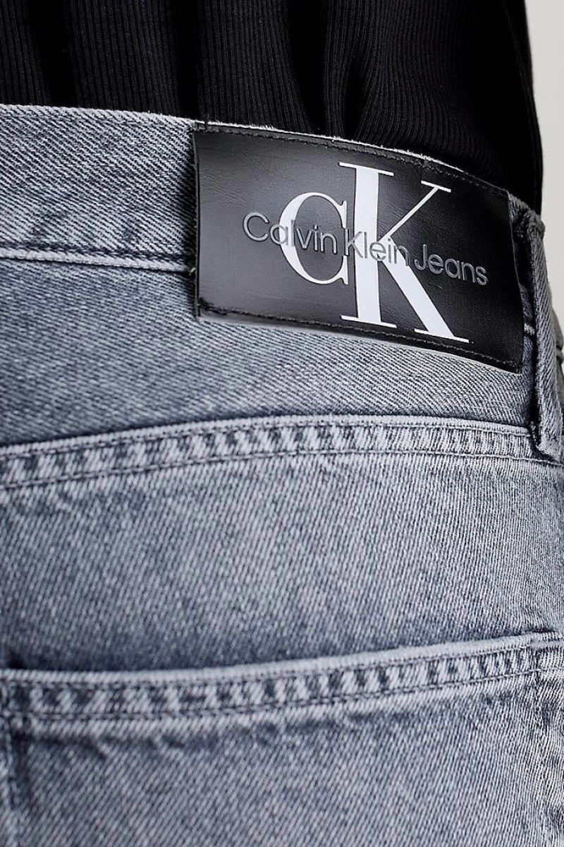 Calvin Klein Erkek Normal Belli Dar Kesim Düz Paça Gri Jeans
