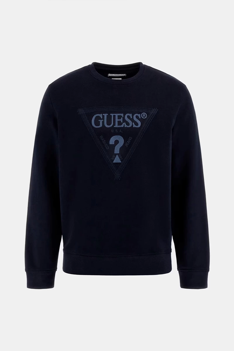 Guess Erkek Es Üçgen Logo Lacivert Sweatshirt