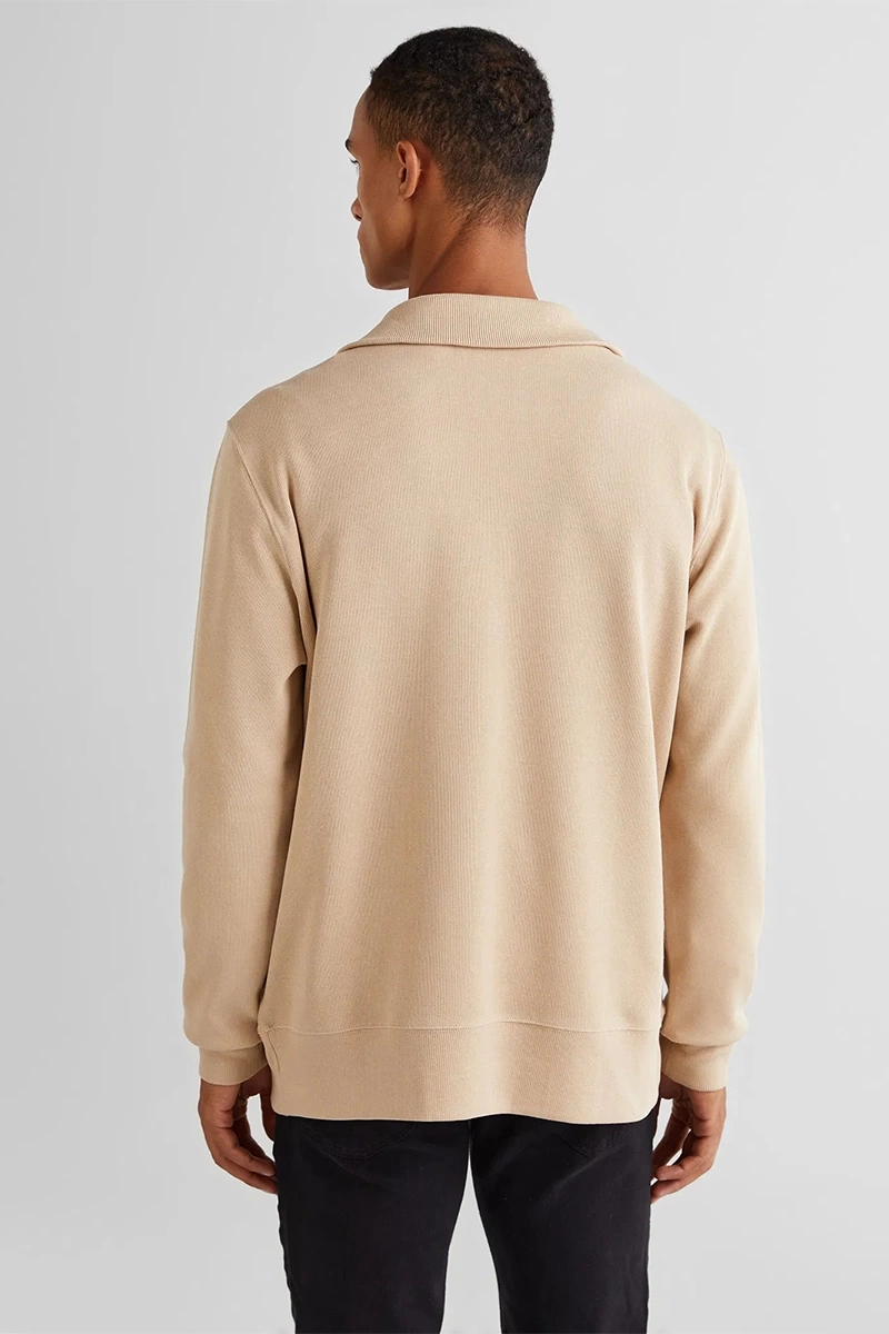 Gant Erkek Bej Regular Fit Yarım Fermuarlı Sweatshirt