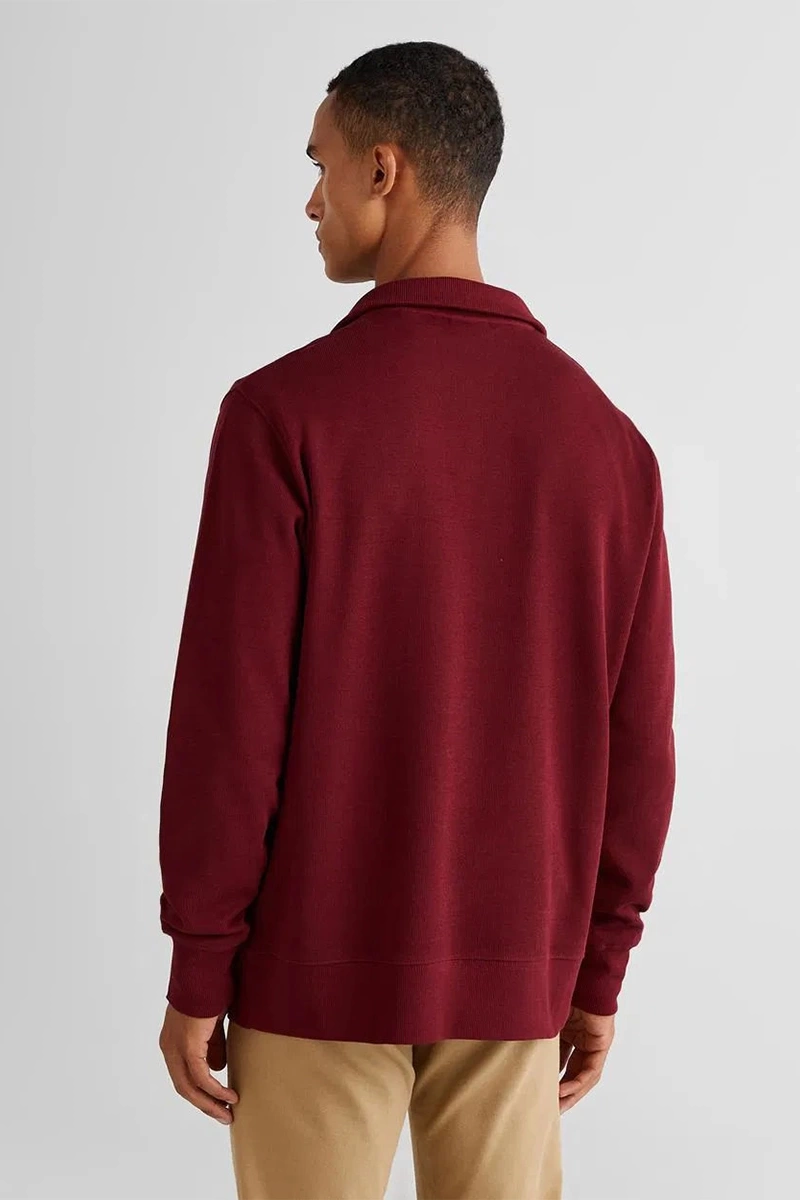 Gant Erkek Bordo Regular Fit Yarım Fermuarlı Sweatshirt