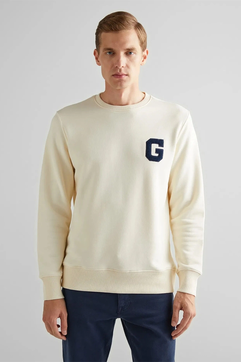 Gant Erkek Krem Regular Fit Sweatshirt