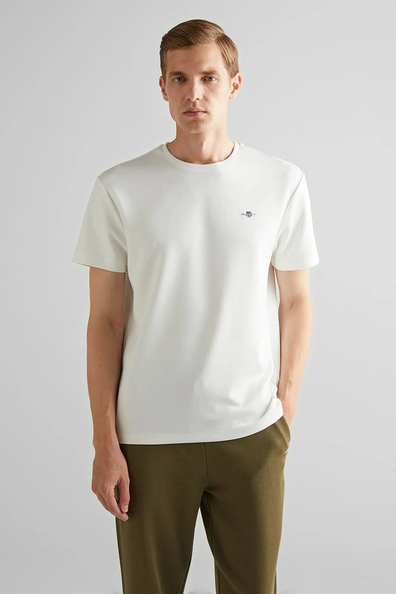 Gant Erkek Krem Regular Fit T-Shirt