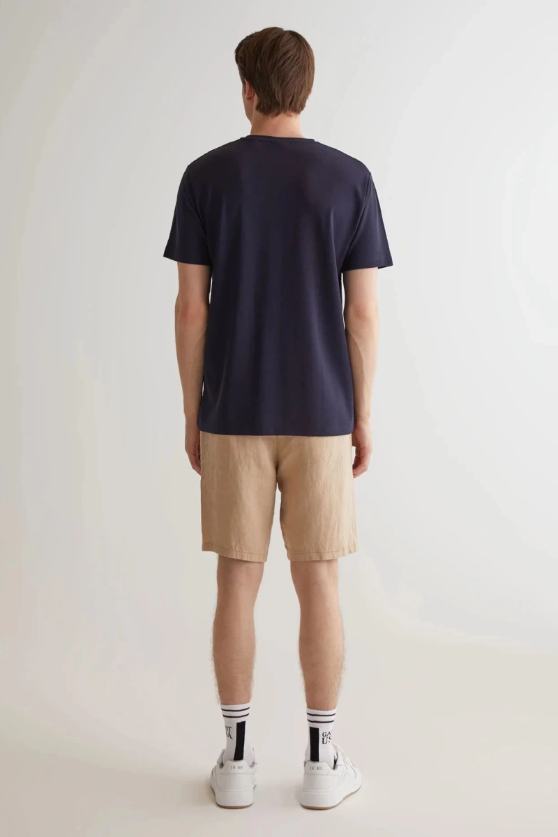 Gant Erkek Lacivert Regular Fit Bisiklet Yaka T-Shirt