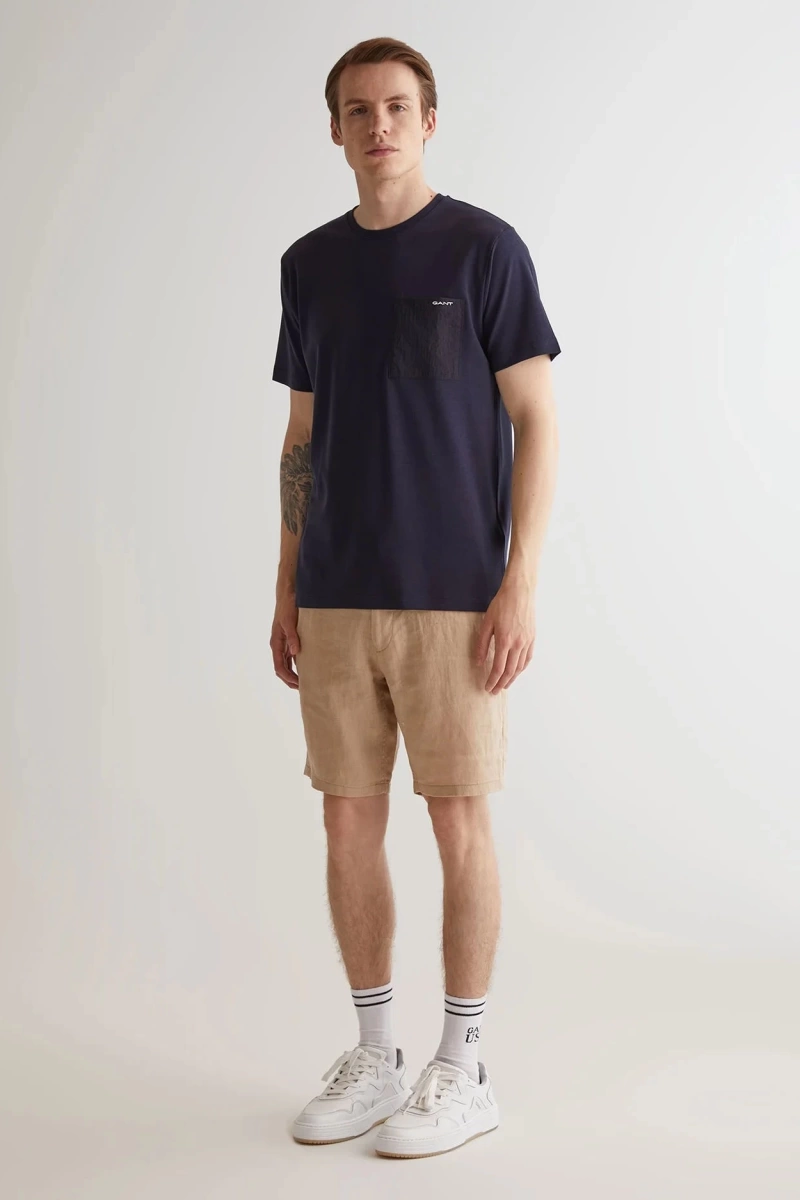 Gant Erkek Lacivert Regular Fit Bisiklet Yaka T-Shirt