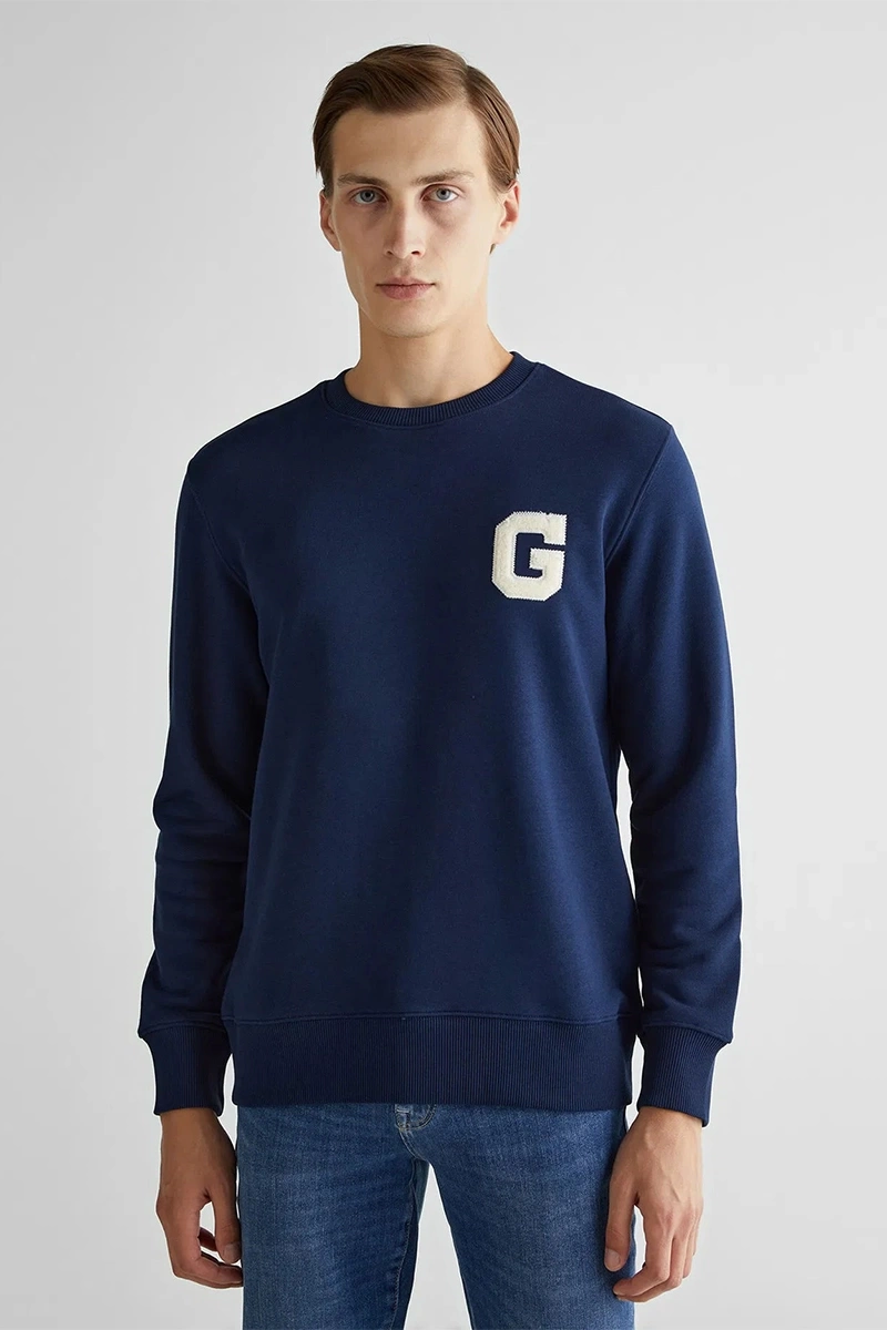 Gant Erkek Lacivert Regular Fit Sweatshirt