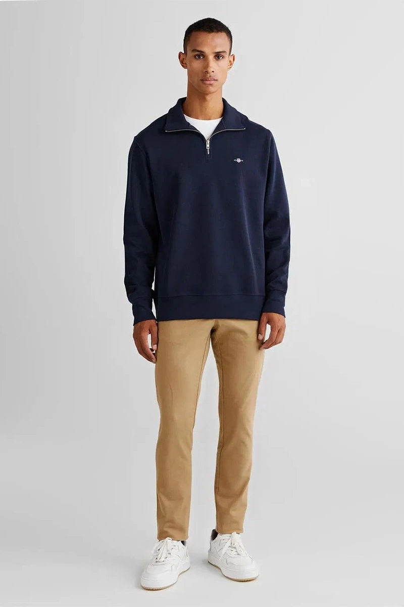 Gant Erkek Lacivert Regular Fit Yarım Fermuarlı Sweatshirt