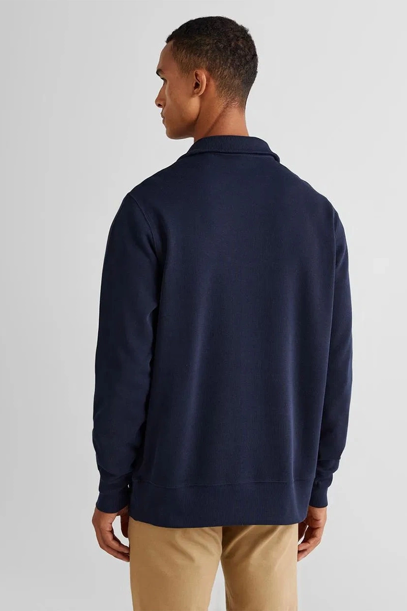 Gant Erkek Lacivert Regular Fit Yarım Fermuarlı Sweatshirt