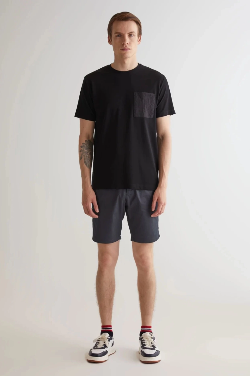 Gant Erkek Siyah Regular Fit Bisiklet Yaka T-Shirt