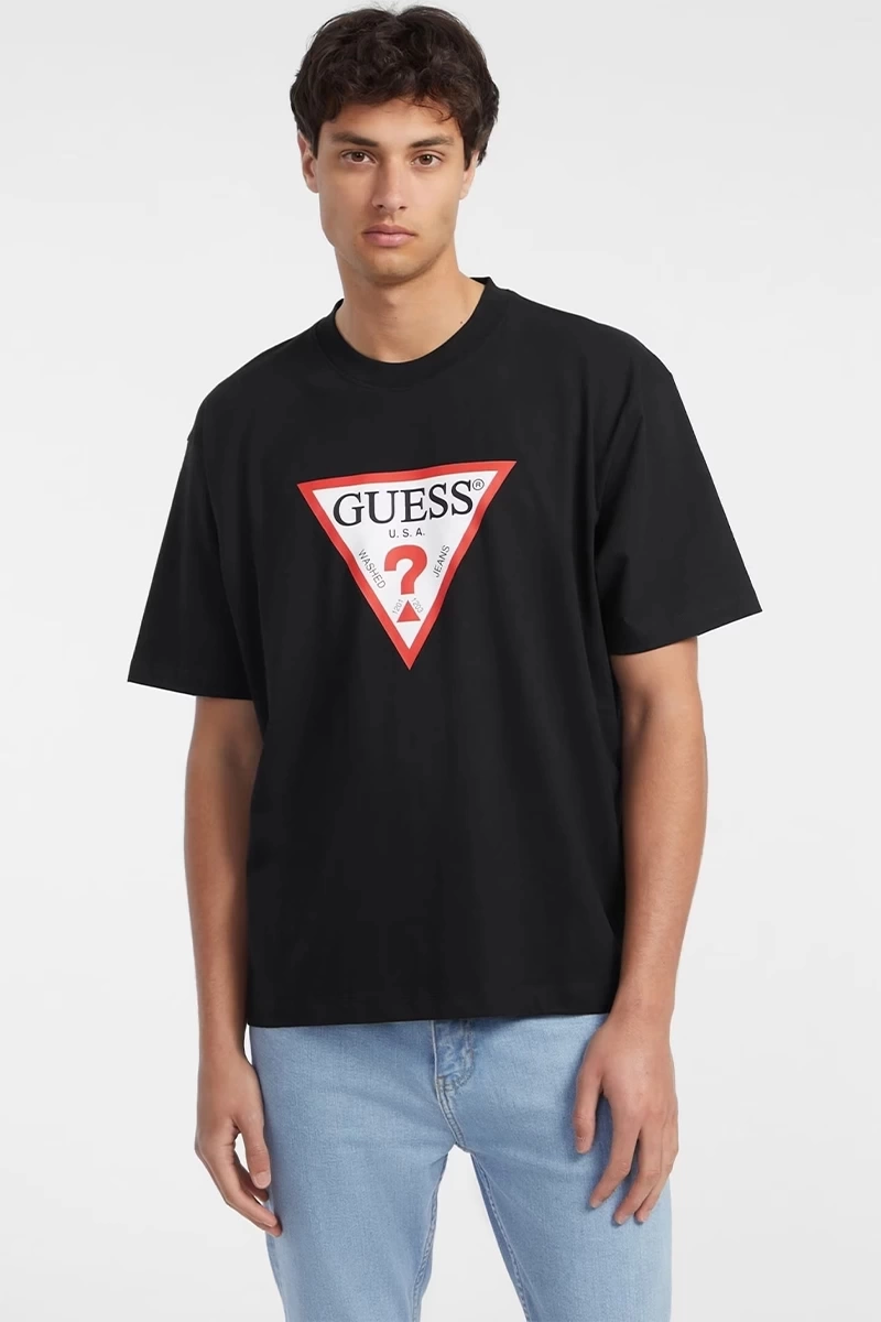 Guess Erkek    Siyah İkonik T-Shirt