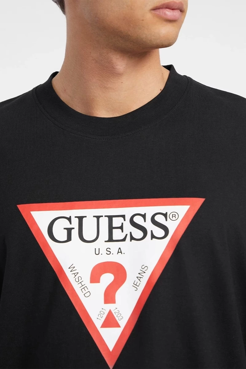 Guess Erkek    Siyah İkonik T-Shirt