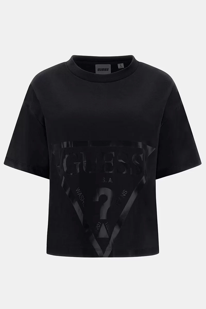 Guess Adele Crop Kadın Siyah T-Shirt