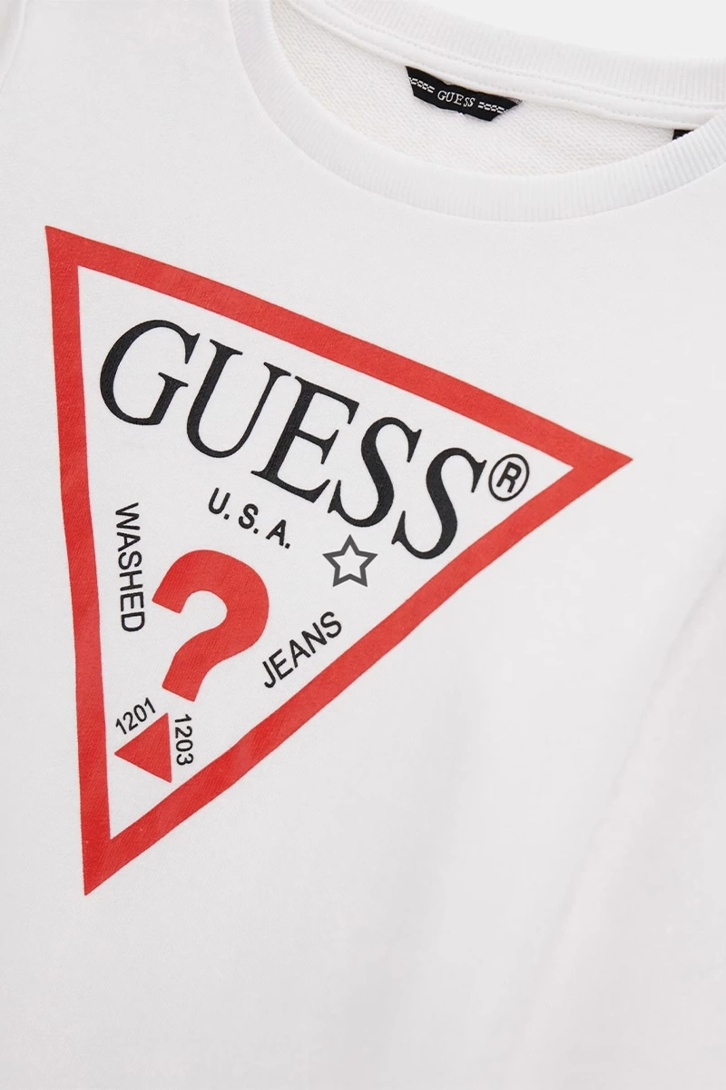 Guess Çocuk Üçgen Logolu Beyaz Sweatshirt