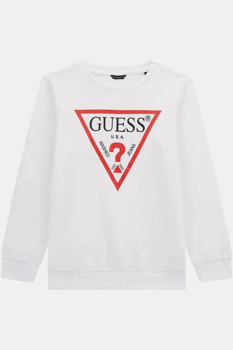 Guess Çocuk Üçgen Logolu Beyaz Sweatshirt