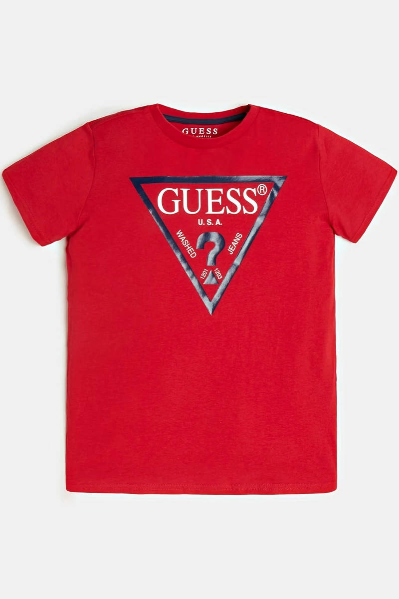 Guess Çocuk Üçgen Logolu Kırmızı  T-Shirt