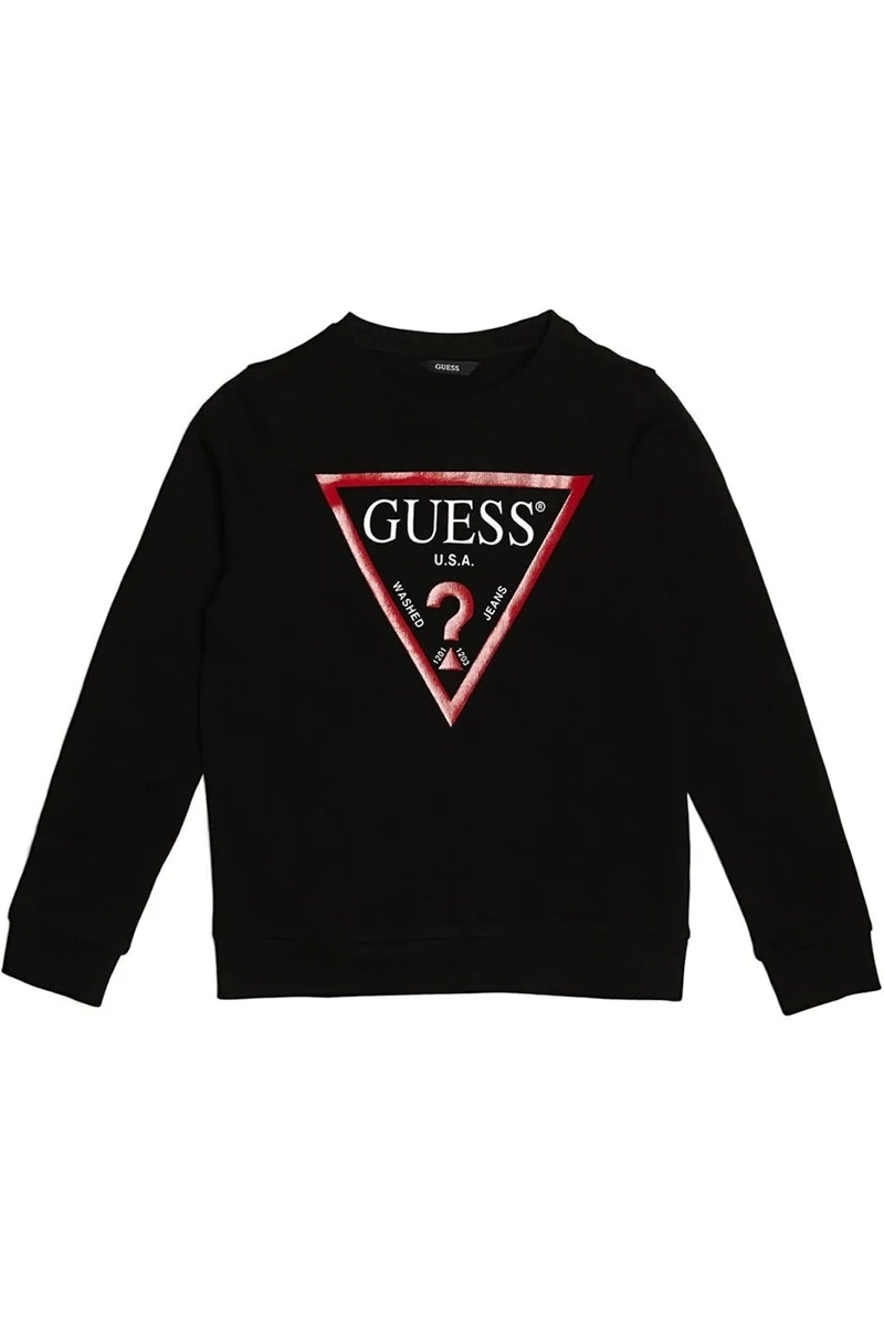 Guess Çocuk Üçgen Logolu Siyah Sweatshirt