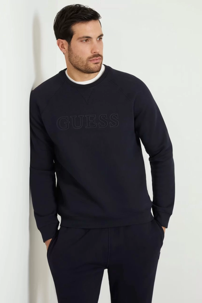 Guess Erkek Aldwin Lacivert Sweatshirt