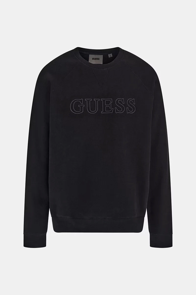 Guess Erkek Aldwin Önü Logolu Siyah Sweatshirt