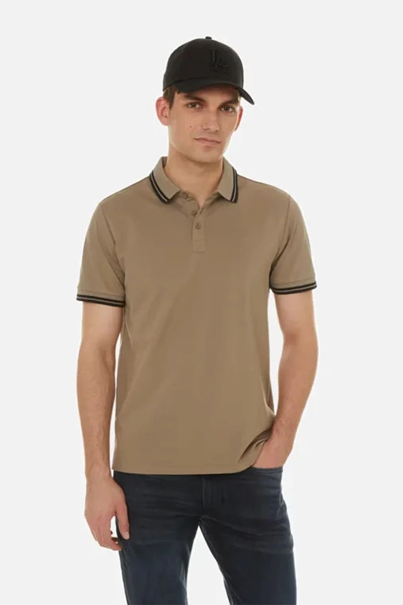 Guess Erkek Ss Sports Pique Polo Yaka Bej T-Shirt