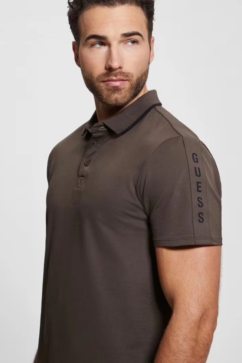 Guess Erkek Standart Kesim Polo Kahverengi T-Shirt