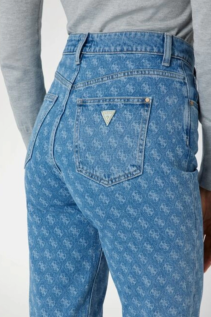 Guess Kadın 4g Logolu Mom Jean Pantolon