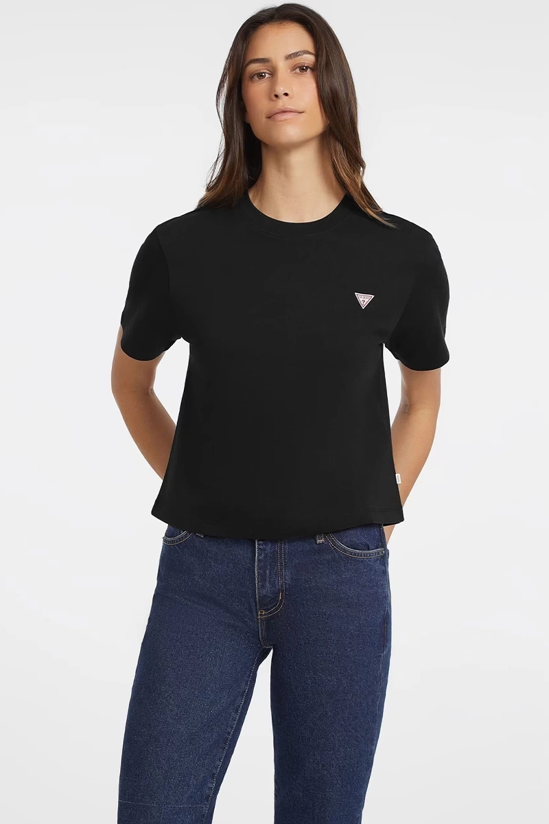 Guess Kadın  Boxy Mini  Üçgen Logolu T-Shirt