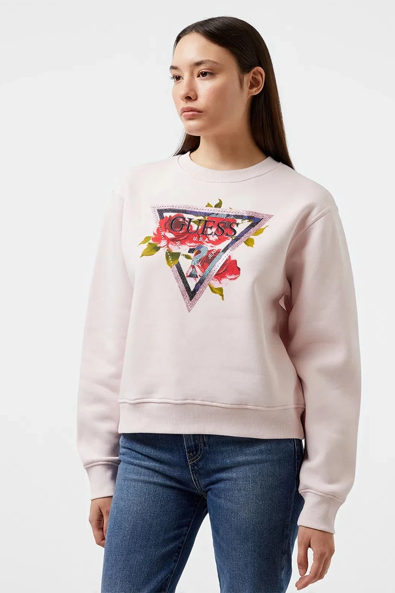 Guess Kadın Cn  Roses  Traıngle  Sweatshirt