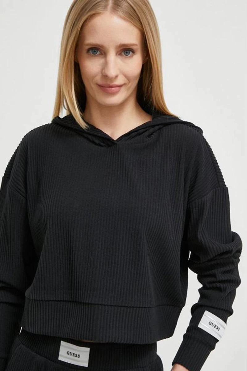 Guess Kadın Ribbed Hoodie Sweatshirt