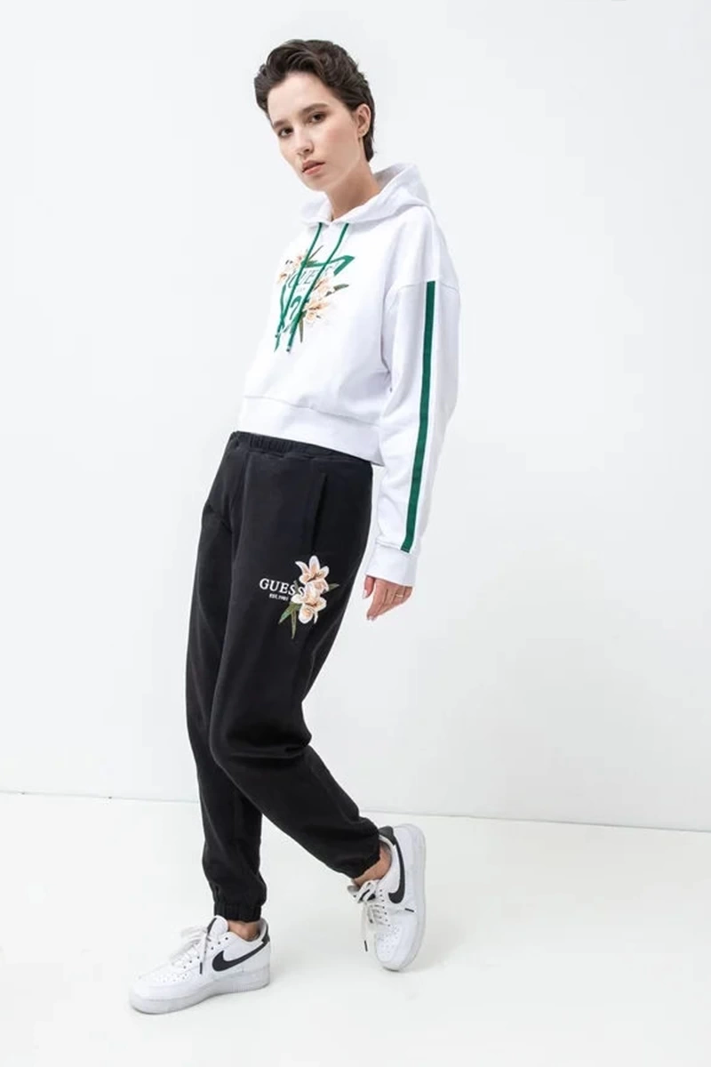 Guess Kadın Zoey Çiçek İşlemeli Siyah Jogger