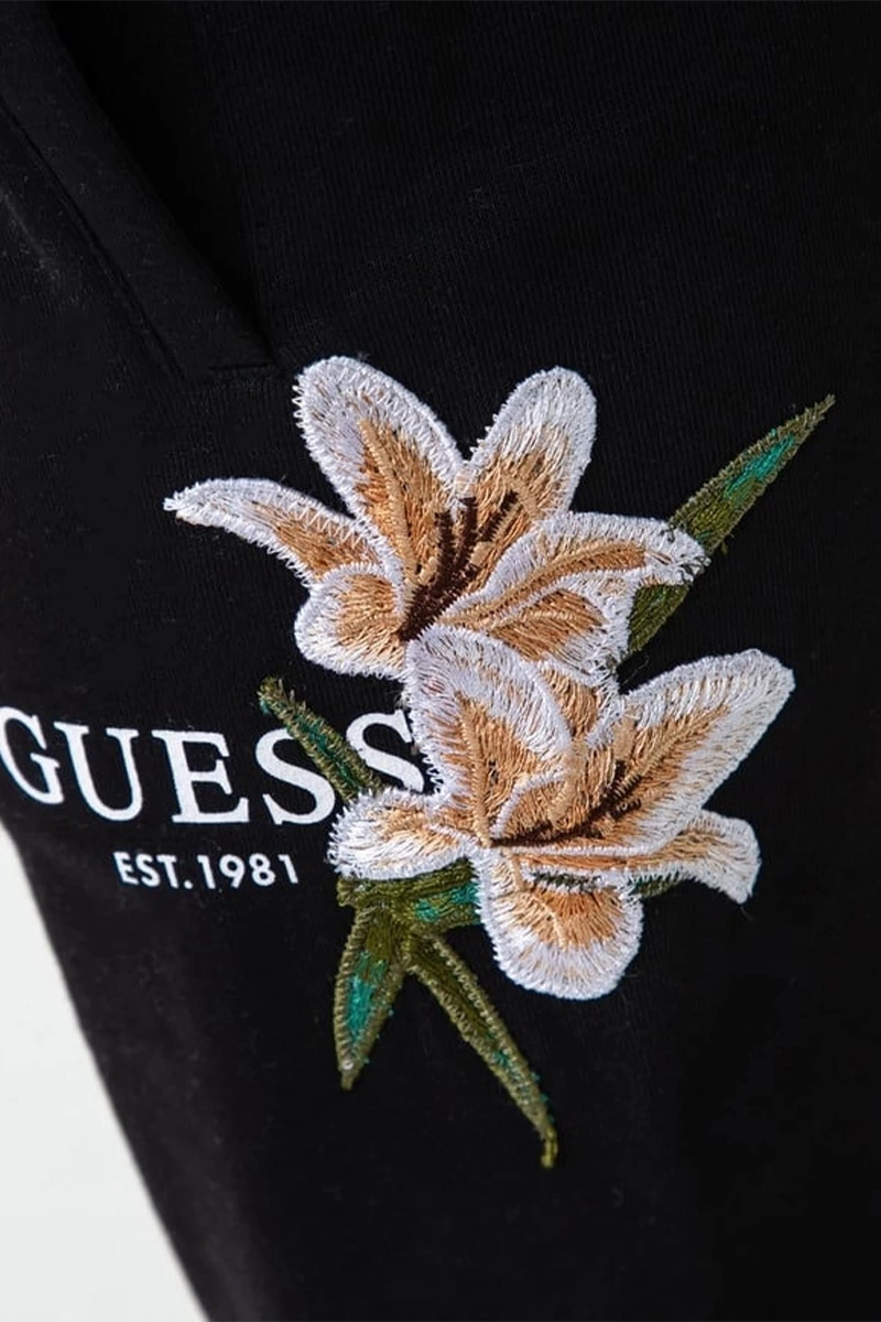 Guess Kadın Zoey Çiçek İşlemeli Siyah Jogger