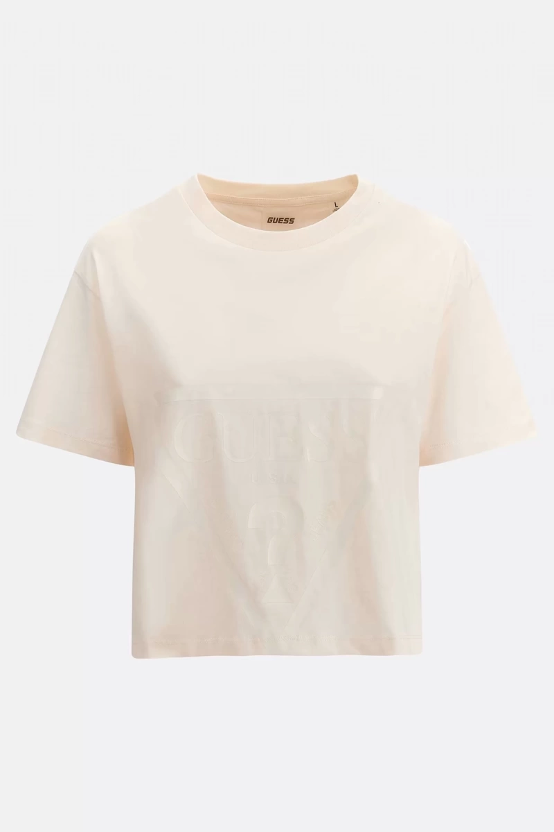 Guess Adele Crop Kadın Beyaz T-Shirt