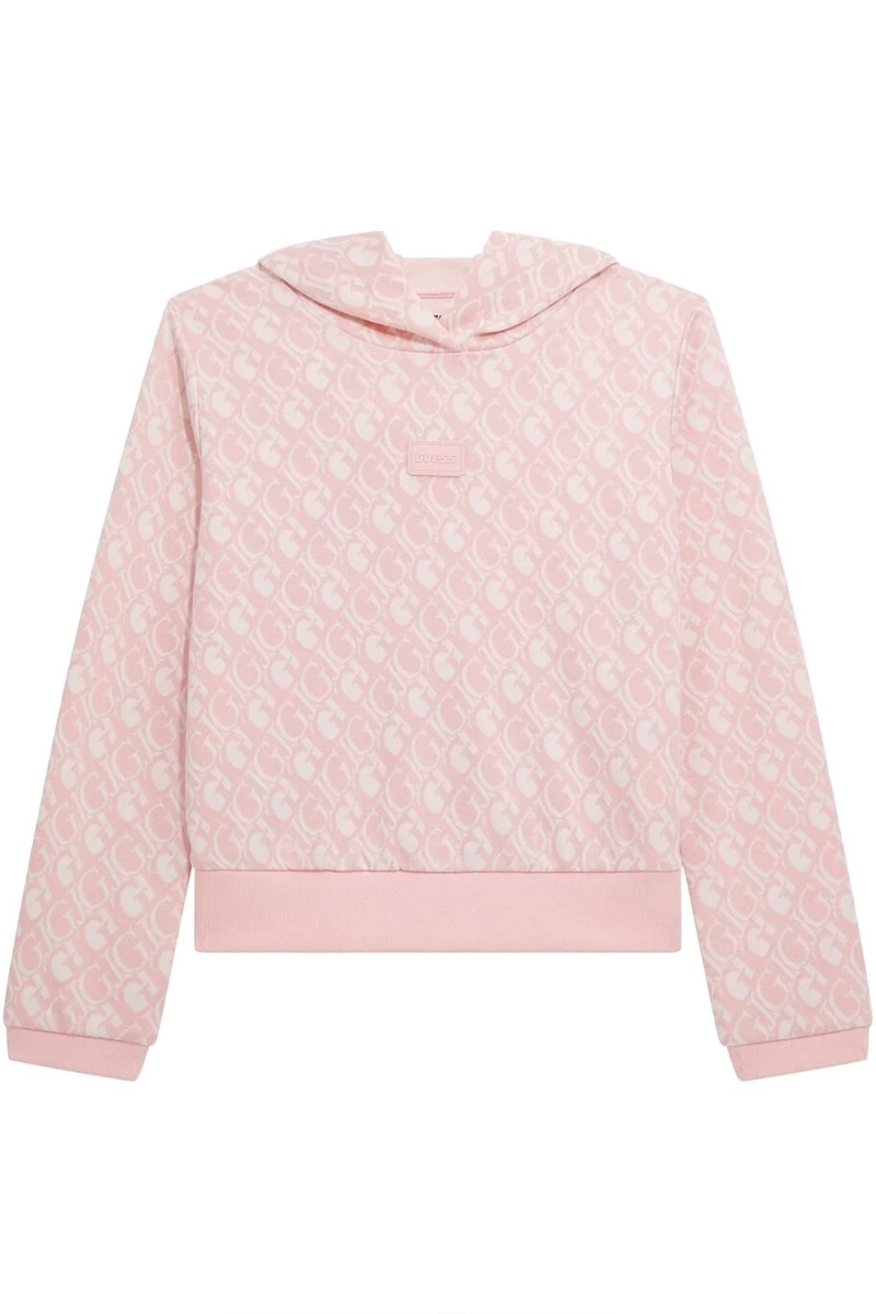 Guess Kadın Kapüşonlu Logolu Pembe Sweatshirt