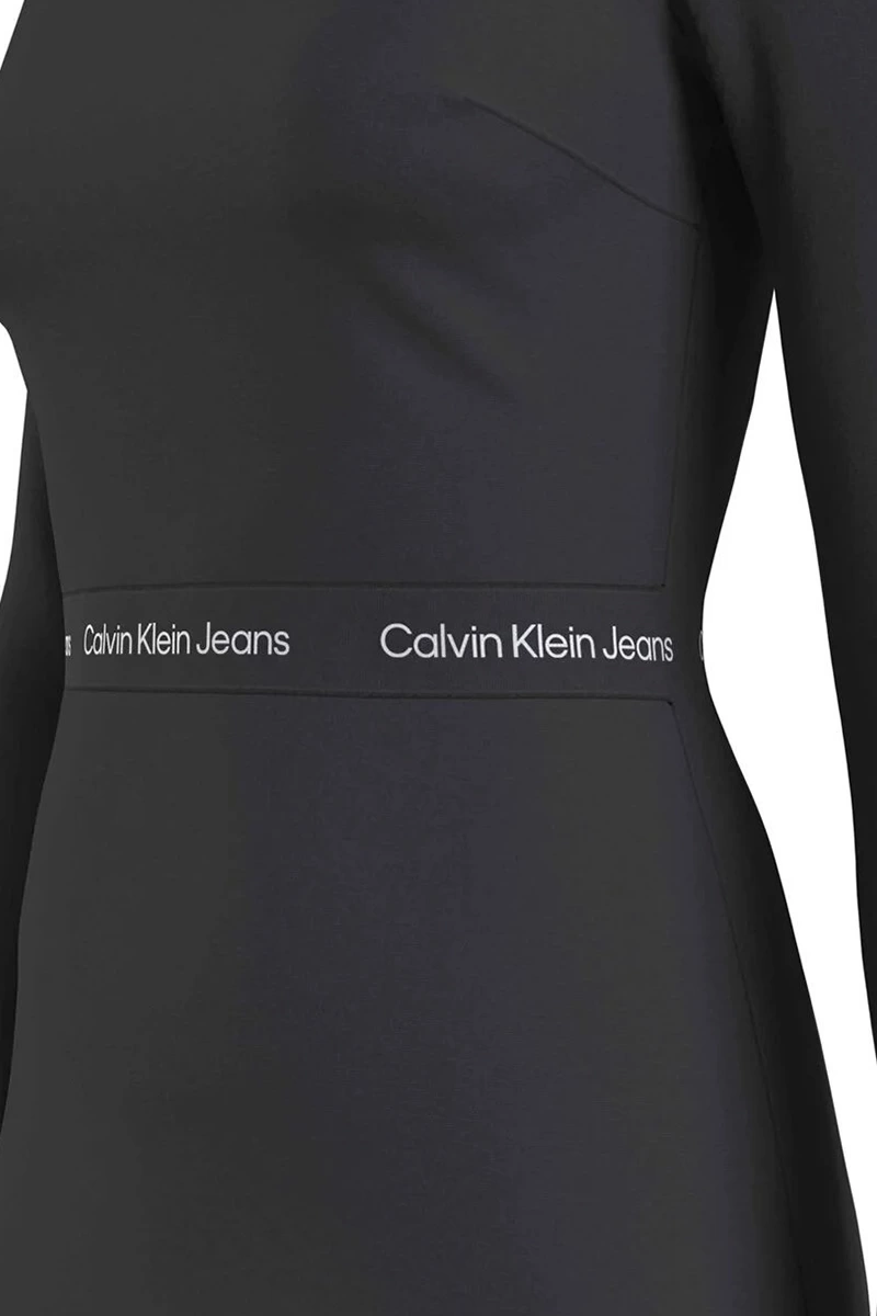 Calvin Klein Kadın Logo Elastic Milano LS Elbise