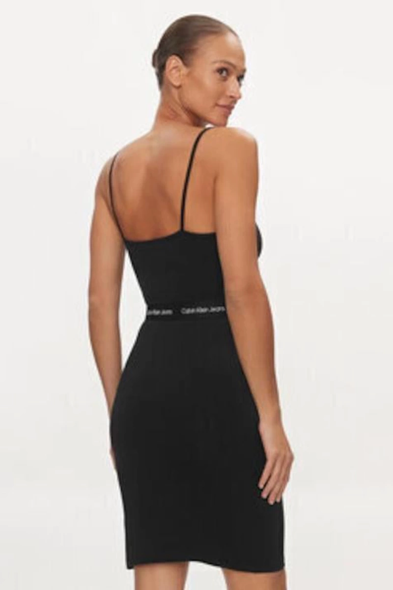 Calvin Klein Kadın Logolu Rahat Günlük Siyah Elbise
