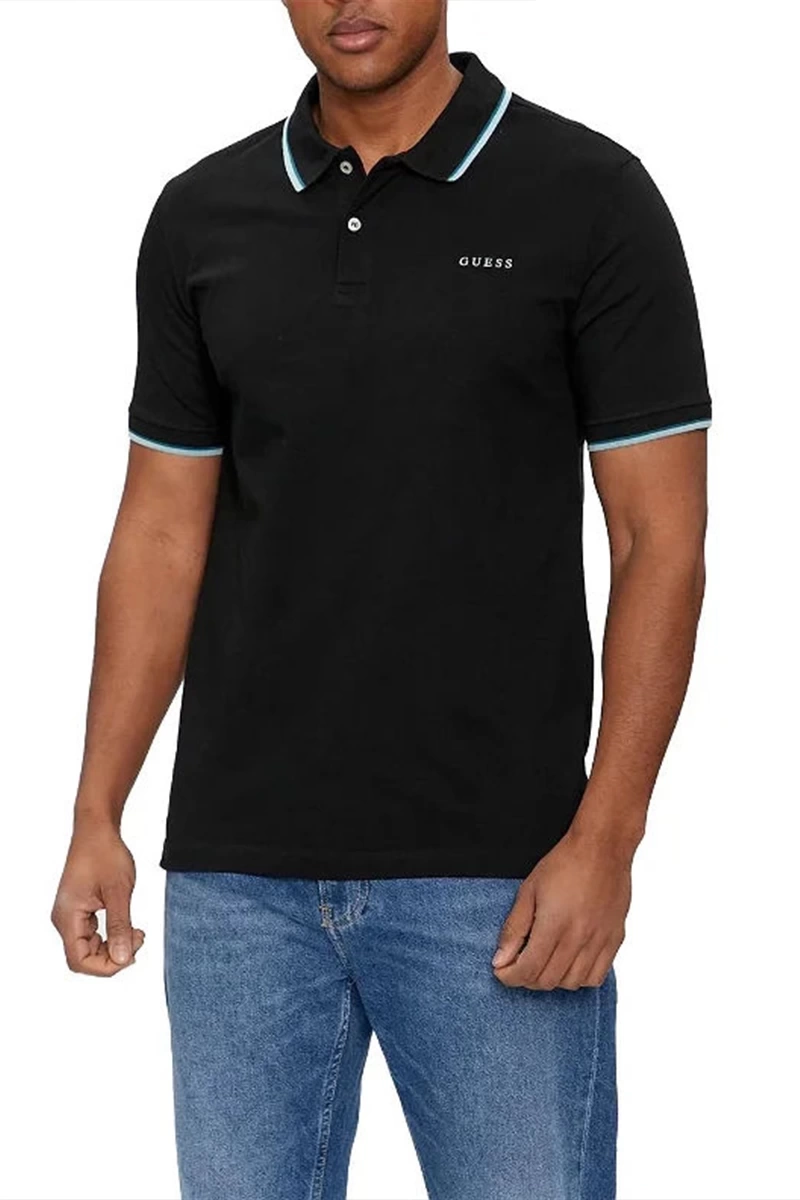 Guess Erkek Lyle Ss Siyah Polo T-Shirt