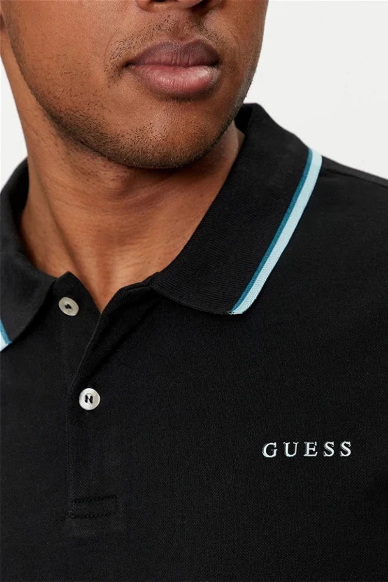 Guess Erkek Lyle Ss Siyah Polo T-Shirt