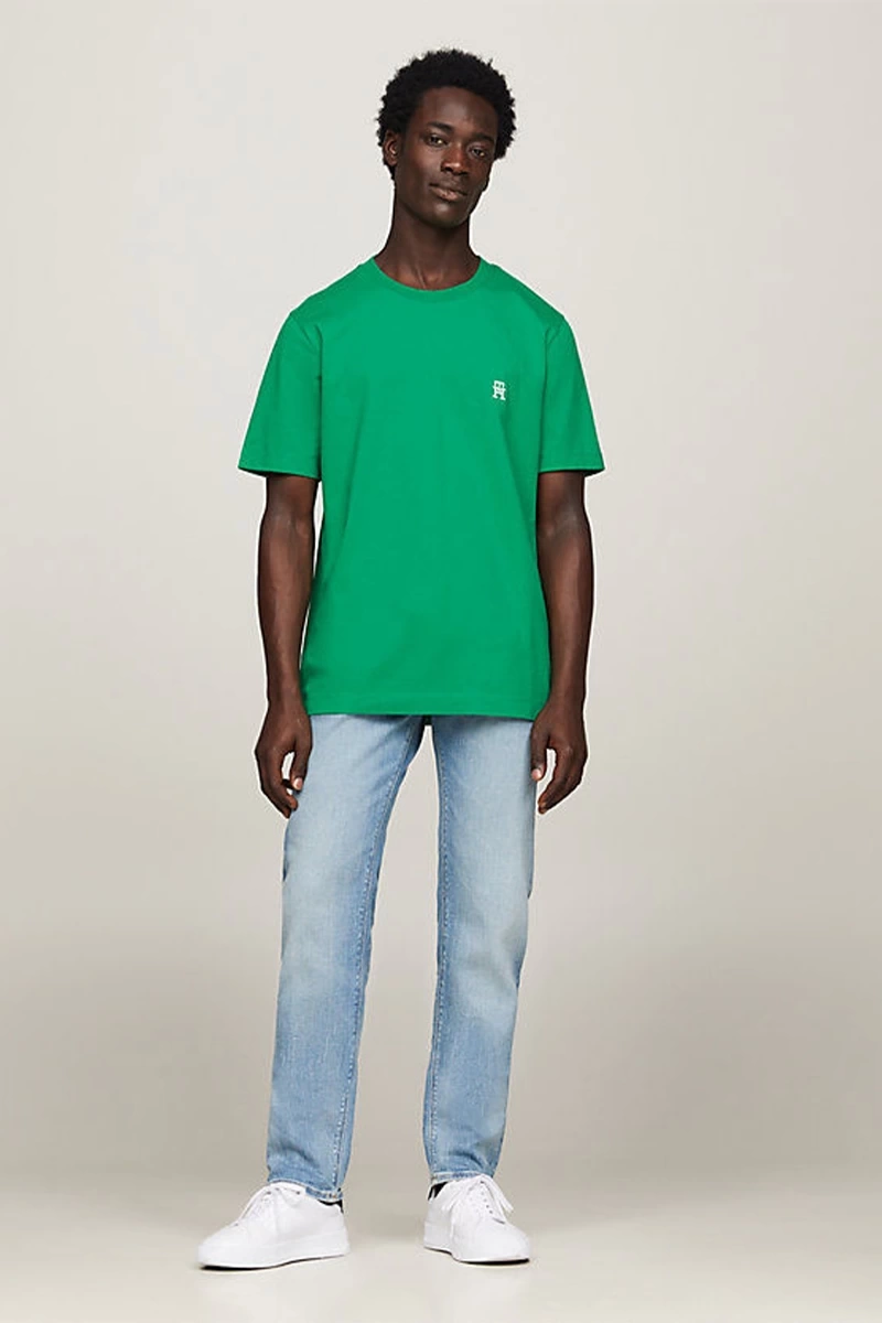 Tommy Hilifger Erkek Monogram Logolu Yeşil T-Shirt