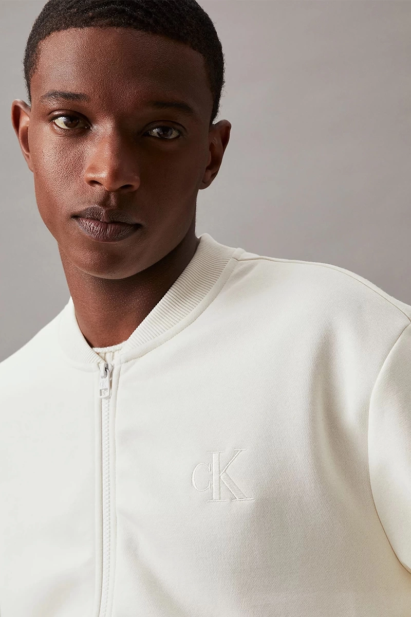 Calvin Klein Erkek Monologo Aplikli Beyaz Sweatshirt