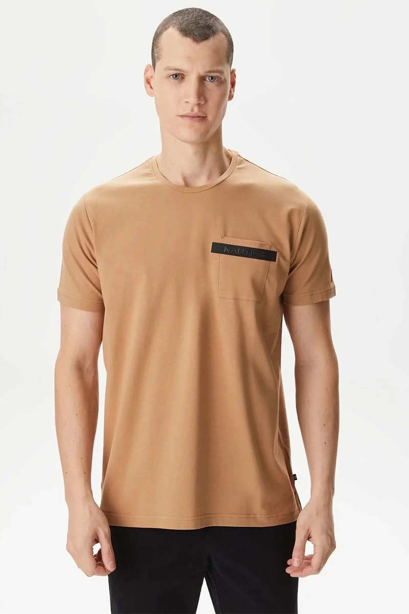 Nautıca Erkek Bej  Standart  Fıt  Kısa Kollu T-Shirt