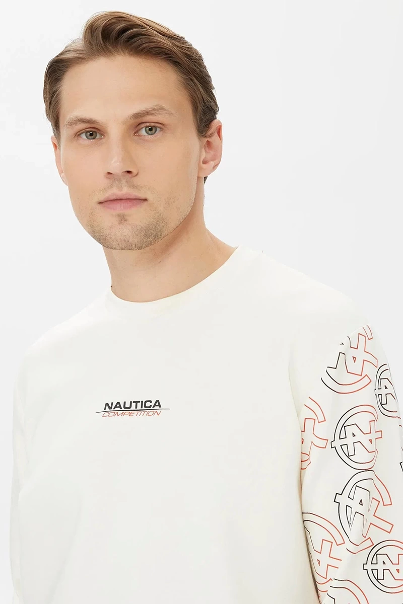 Nautica Erkek Ekru Uzun Kollu Sweatshirt