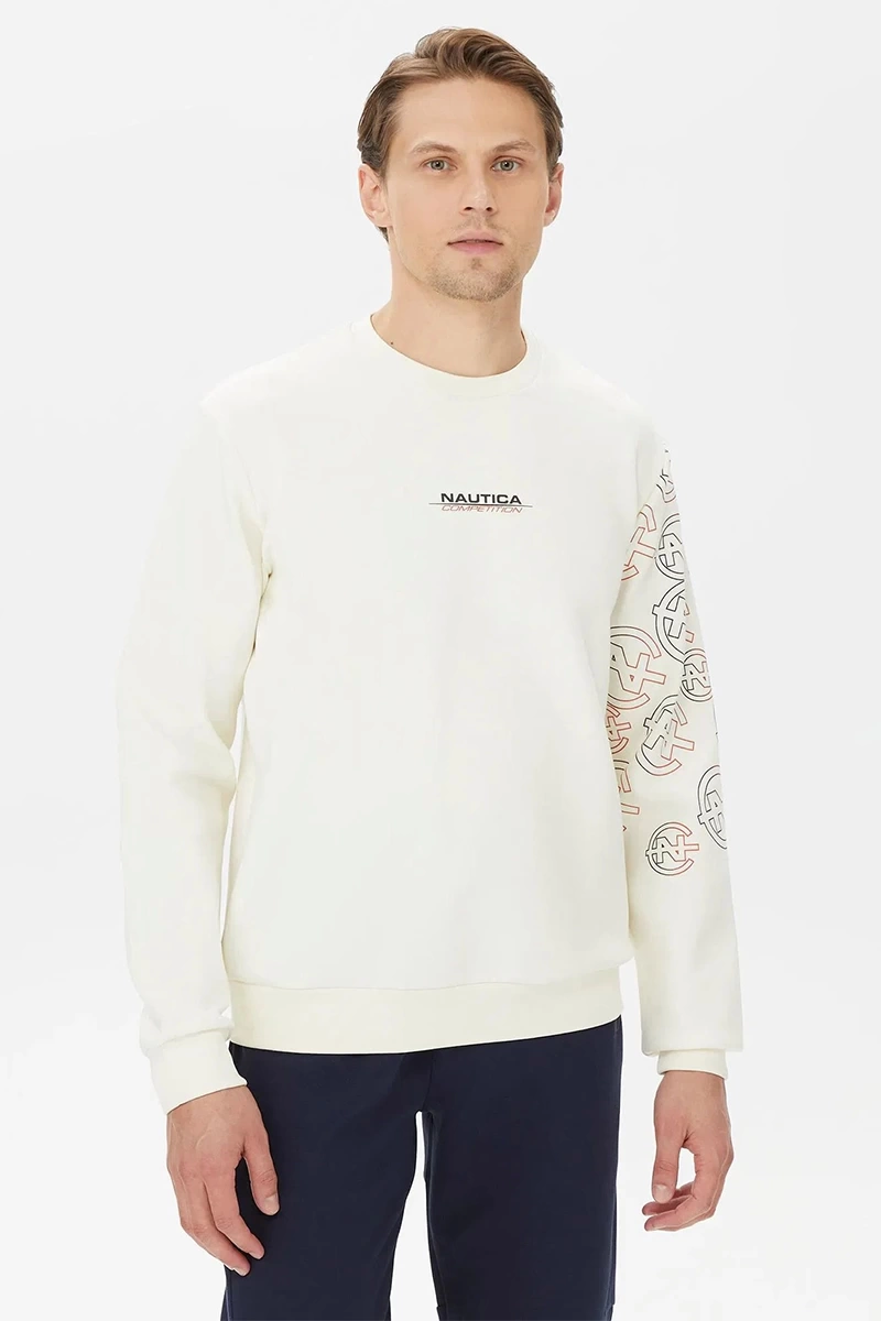 Nautica Erkek Ekru Uzun Kollu Sweatshirt