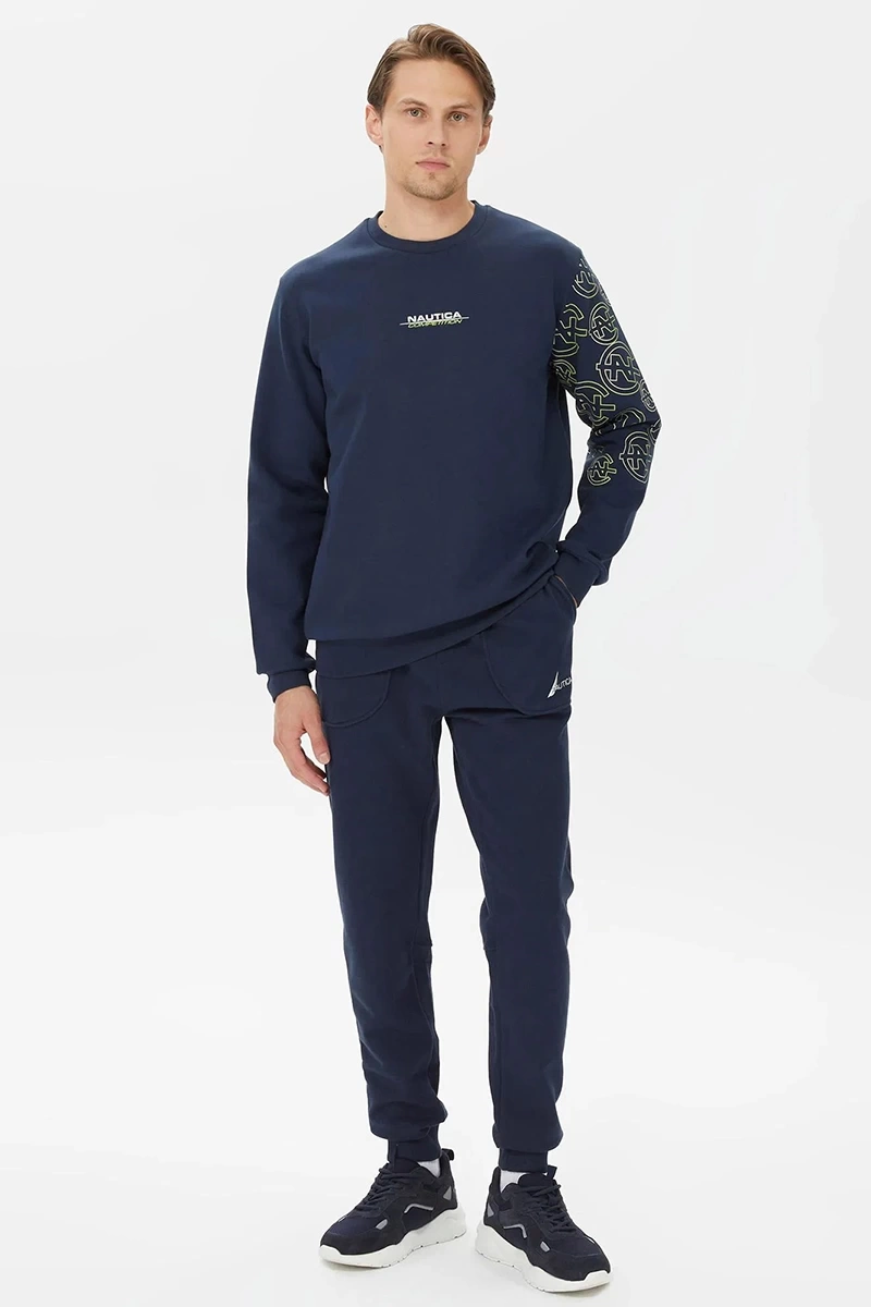 Nautica Erkek Lacivert Standart Fit Logolu Sweatshirt